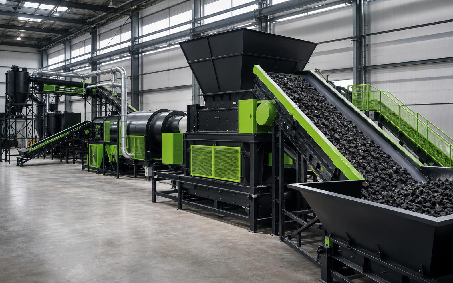Industrial rubber shredding and recycling equipment